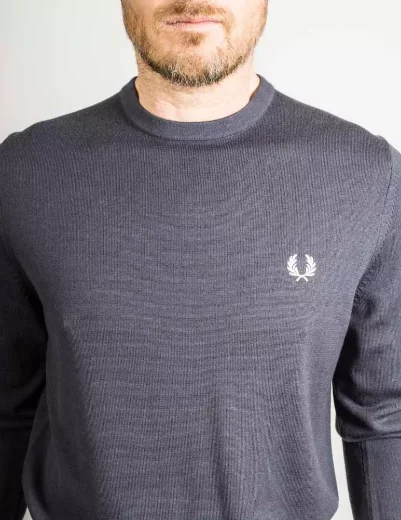Fred Perry Classic Crew Neck Knitted Jumper | Dark Graphite