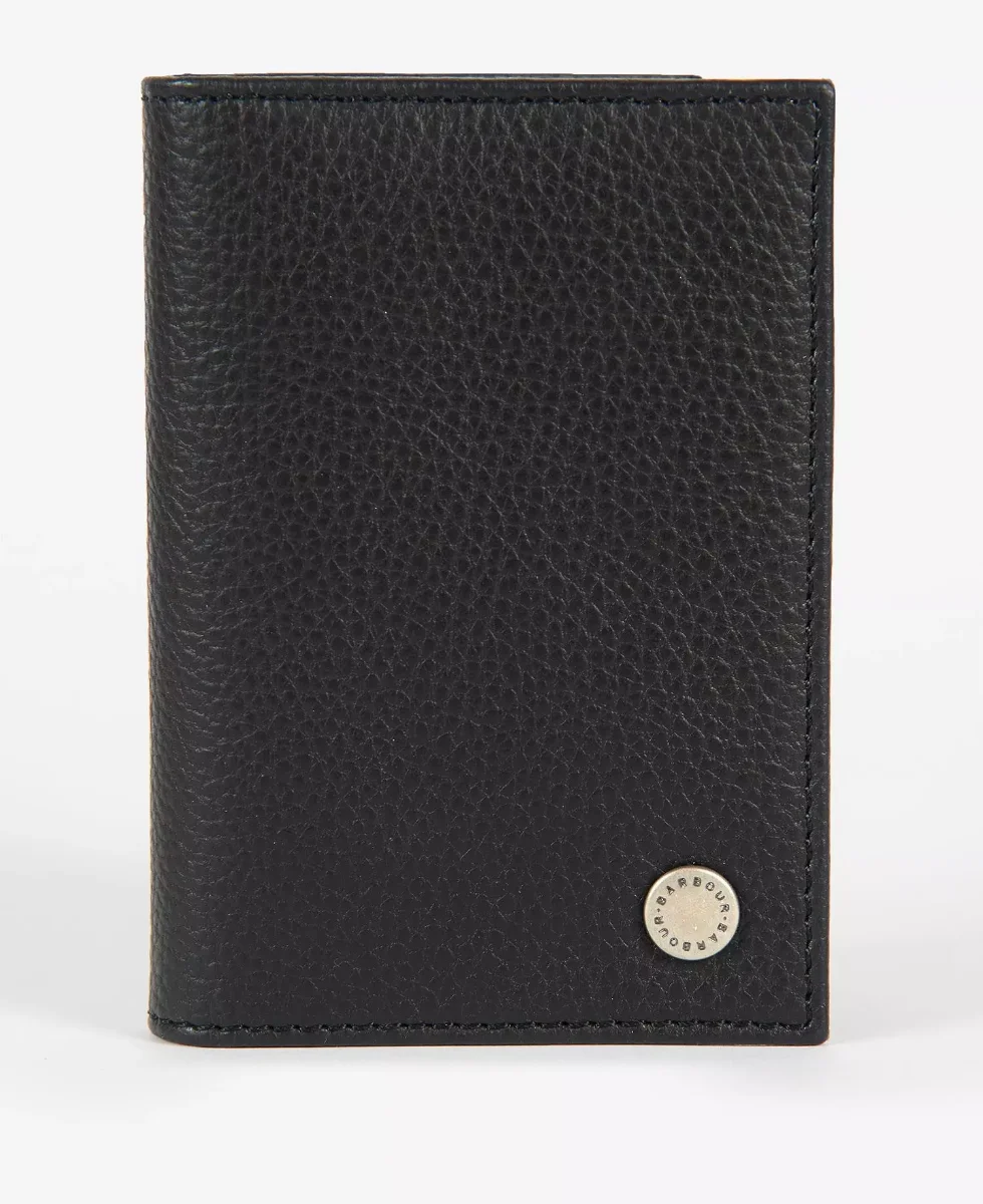 Barbour Contrast Leather Billfold Wallet | Black