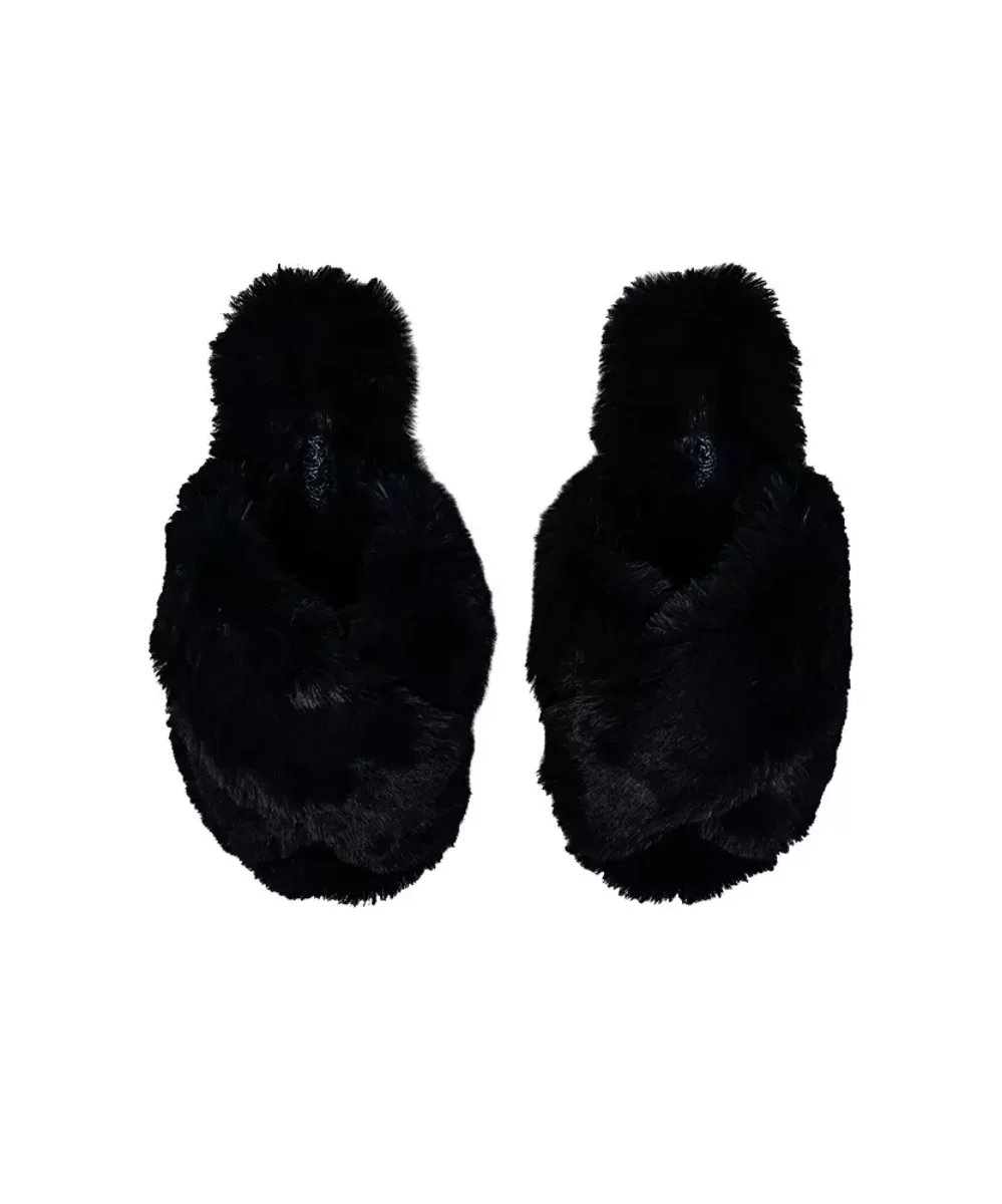 Joules Womens Slumber Faux Fur Sliders | Navy