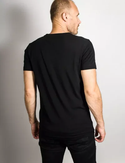 Tommy Hilfiger Stretch Slim Fit T-Shirt | Flag Black