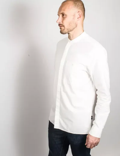 Ted Baker WELDONE LS Grandad Collar Oxford Shirt | White