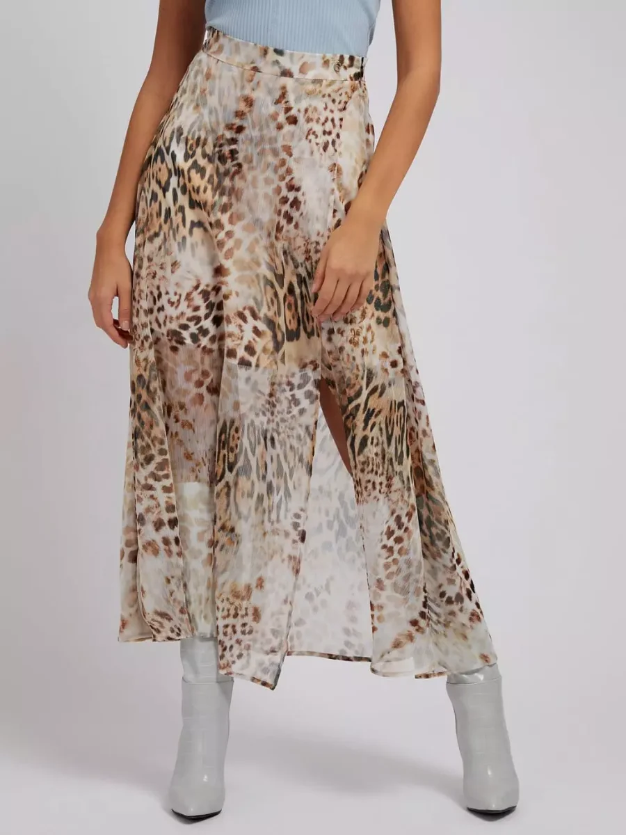 Guess Romana All Over Printed Long Skirt | Brown