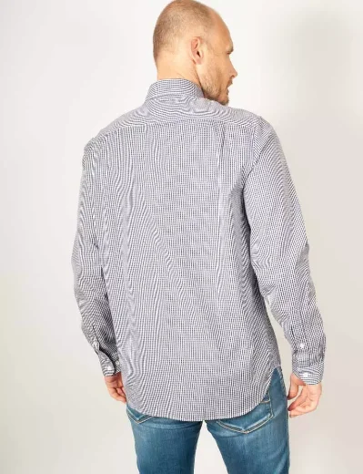 Lacoste  Men's Long Sleeve Gingham Check Shirt | White/Navy