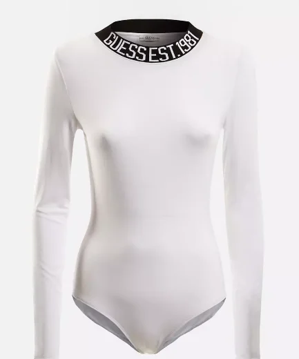 Guess Charyl Logo Collar Bodysuit | White