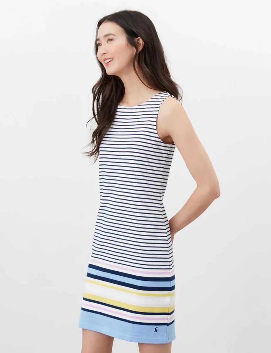 Joules Riva Sleeveless Jersey Dress | Blue Multi Stripe