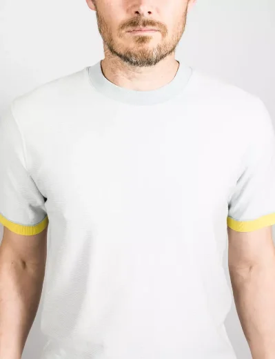 Ted Baker Camoff Striped Ribstart T-Shirt | Pale Blue