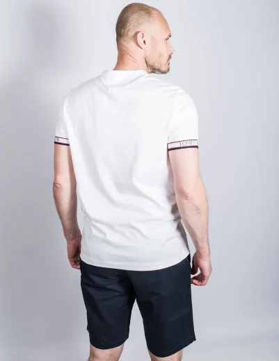 Tommy Hilfiger Striped Logo Cuff T-Shirt | White