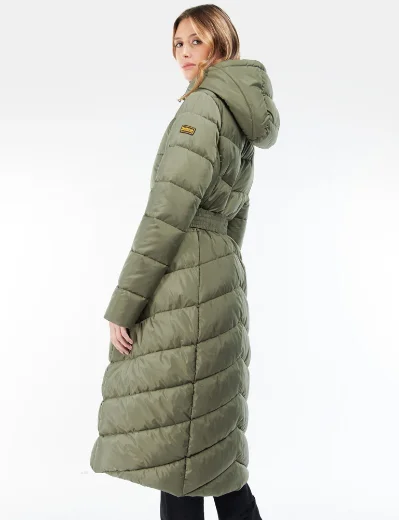 Barbour Intl Womens Track Line Quilted Jacket | Khaki