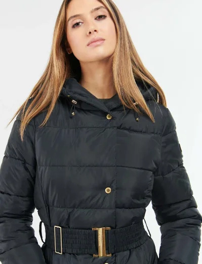 Barbour Intl Womens Track Line Quilted Jacket| Black