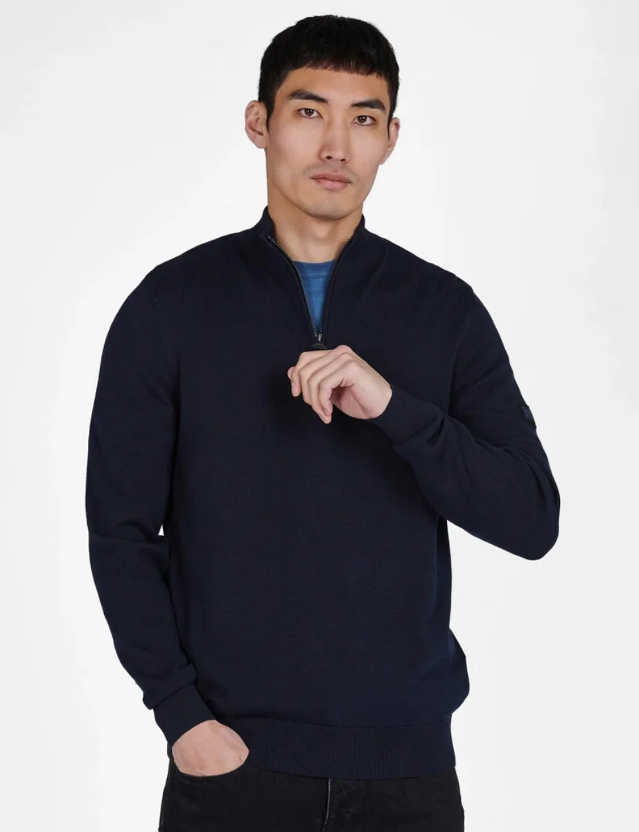 Barbour Intl Cotton Half Zip Sweater | International Navy