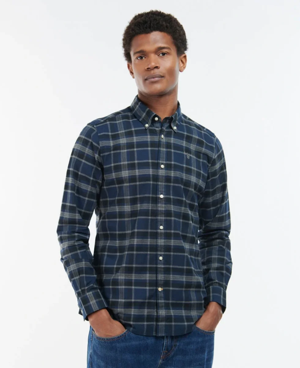 Barbour Helton Tailored Fit Check Shirt | Navy