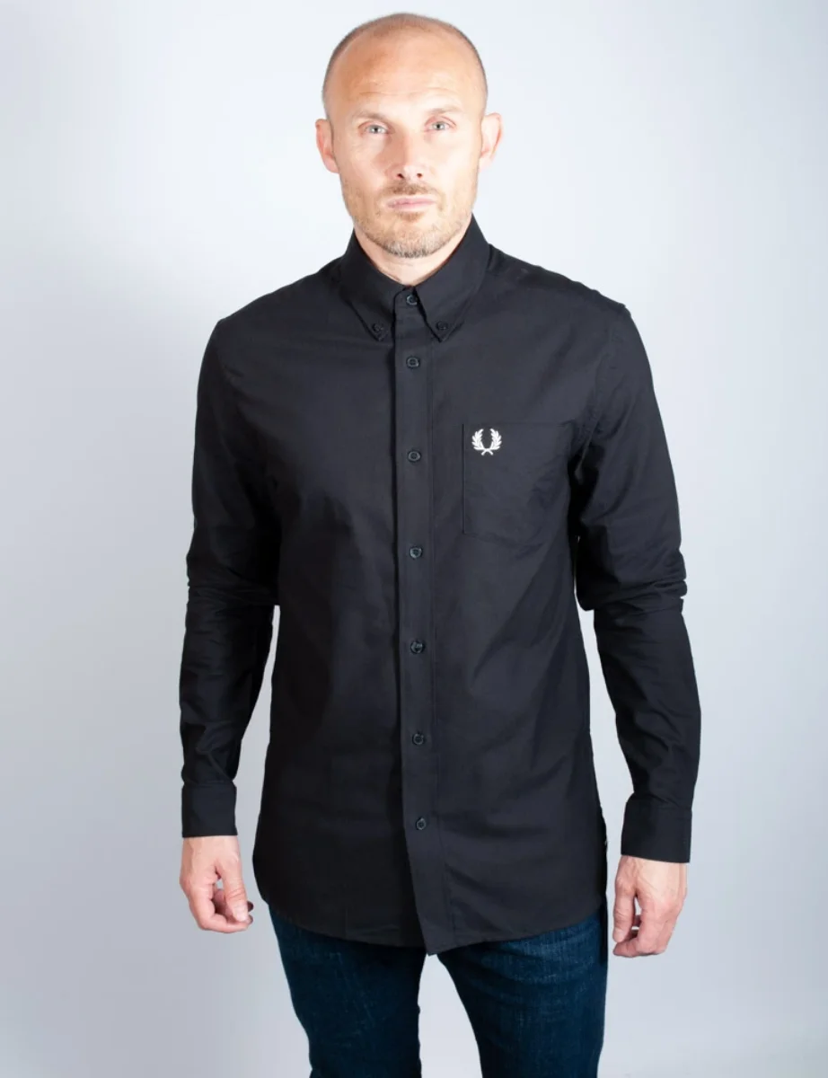 Fred Perry Long Sleeve Oxford Shirt | Black