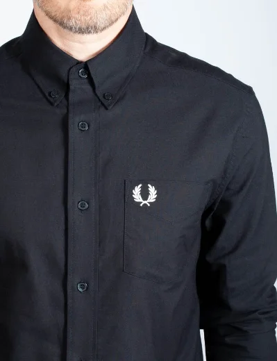 Fred Perry Long Sleeve Oxford Shirt | Black