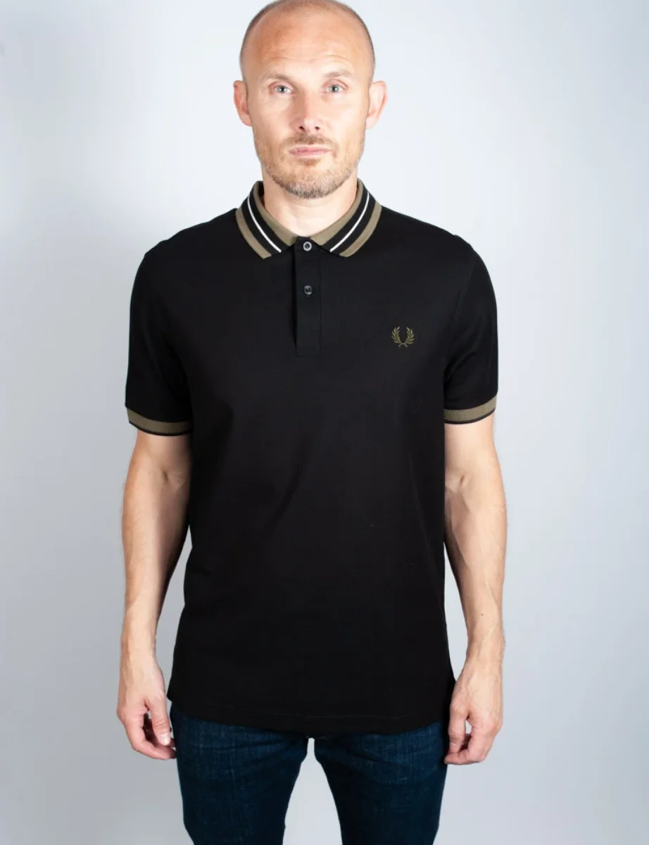 Fred Perry Textured Collar Polo Shirt | Black
