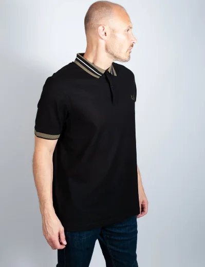 Fred Perry Textured Collar Polo Shirt | Black