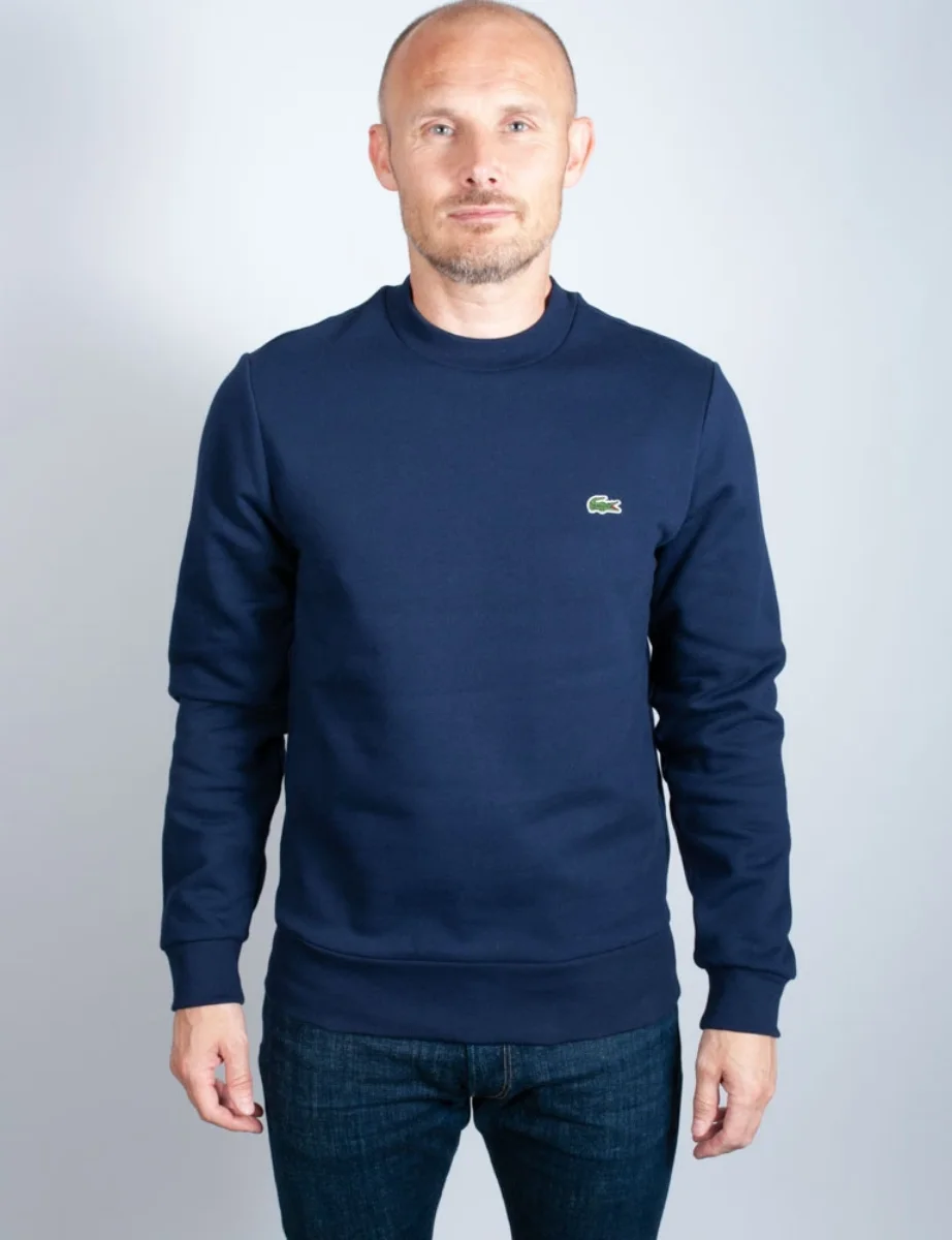 Mens Lacoste Organic Cotton Blend Fleece Sweatshirt | Navy