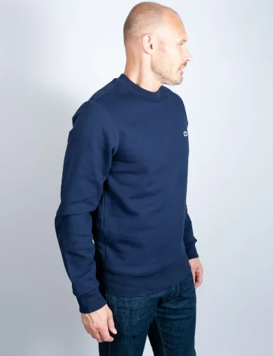 Mens Lacoste Organic Cotton Blend Fleece Sweatshirt | Navy