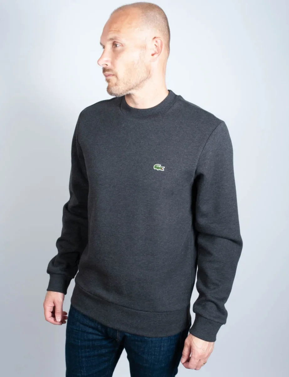 Mens Lacoste Organic Cotton Blend Fleece Sweatshirt | Charcoal Grey