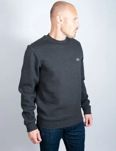 Mens Lacoste Organic Cotton Blend Fleece Sweatshirt | Charcoal Grey
