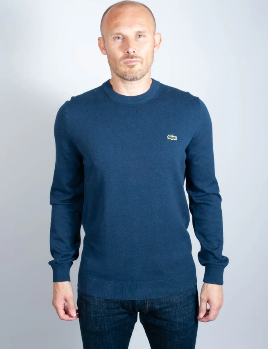 Lacoste Men's Organic Cotton Crew Neck Sweater | Blue Chine