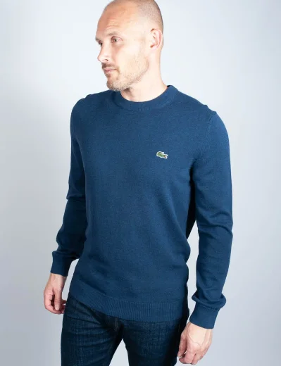 Lacoste Men's Organic Cotton Crew Neck Sweater | Blue Chine