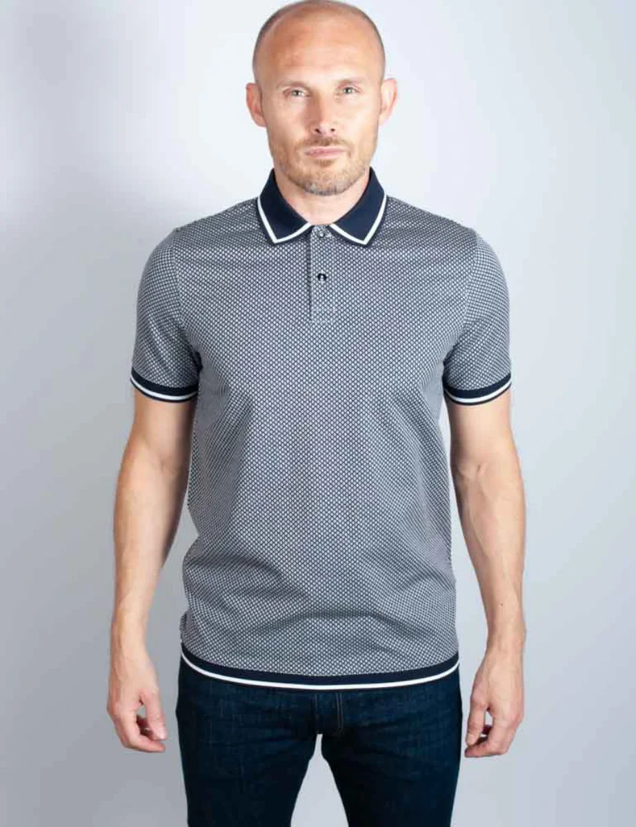 Ted Baker Affric Geo Textured Polo Shirt | Navy