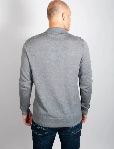 Ted Baker Wembley Long Sleeved Knitted Polo Shirt | Grey