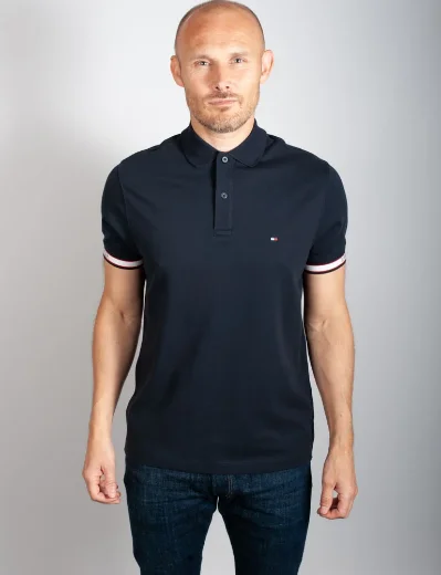 Tommy Hilfiger Cuff Branded Regular Fit Polo Shirt | Navy