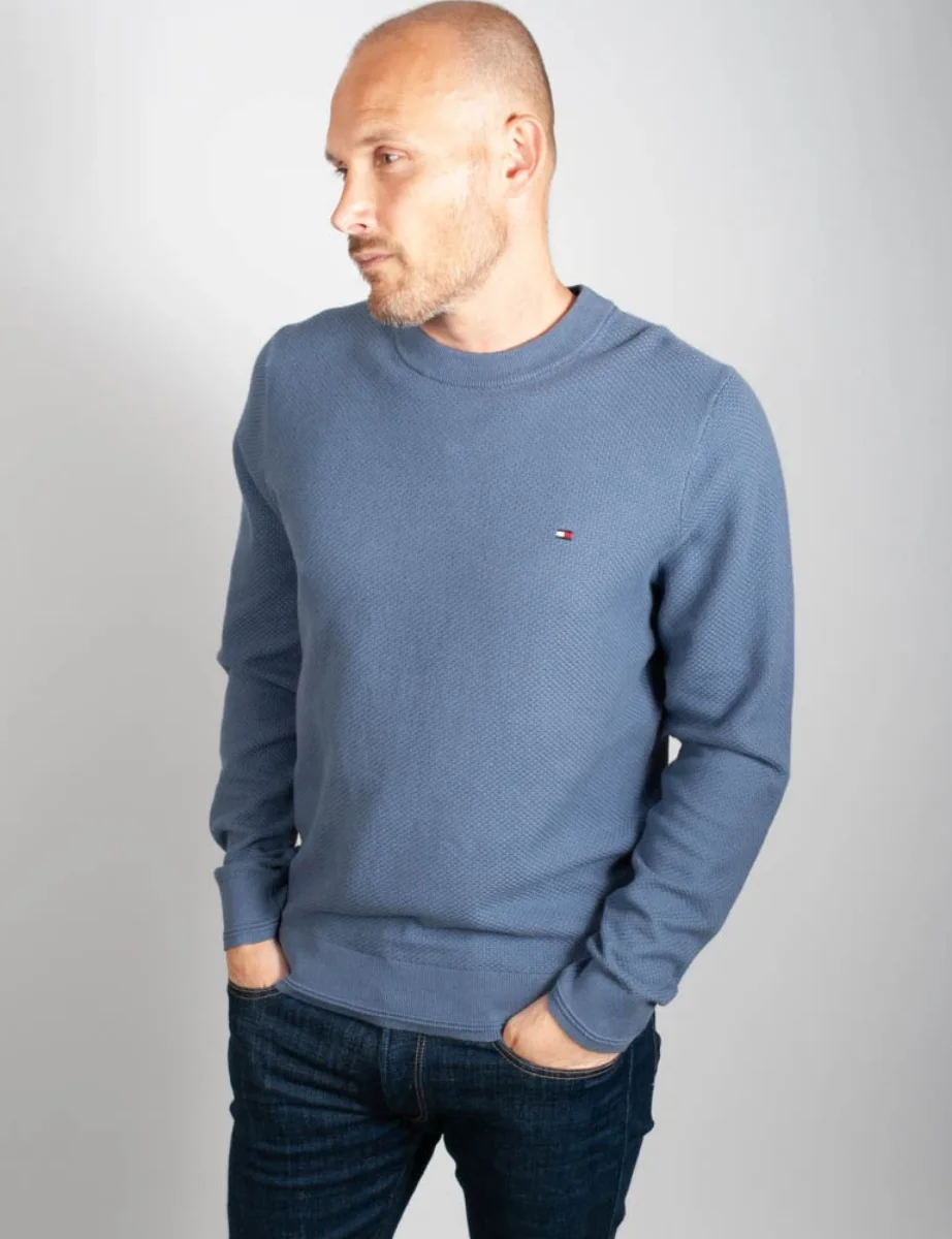 Tommy Hilfiger Basket Weave Knitted Sweater | Faded Indigo