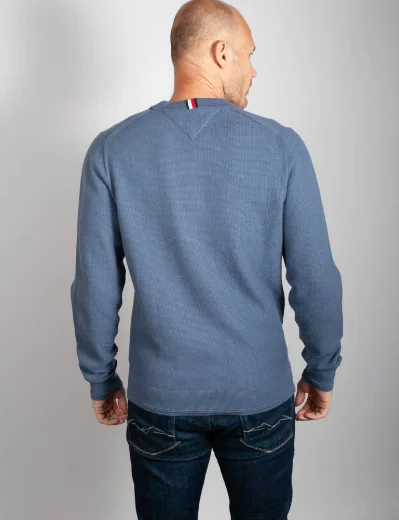 Tommy Hilfiger Basket Weave Knitted Sweater | Faded Indigo