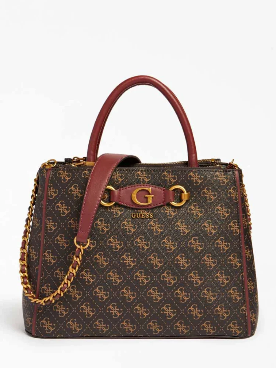Guess Izzy 4G Logo Hand Bag | Brown / Multi