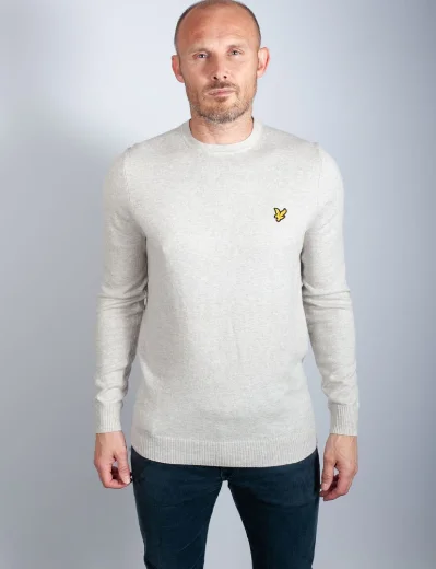 Lyle & Scott Cotton Merino Crew Jumper | Light Grey Marl