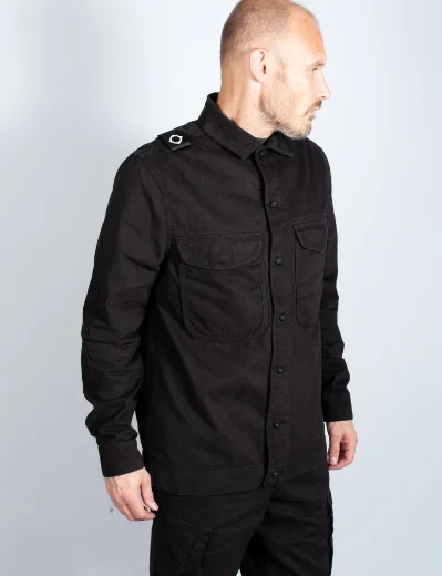 MA Strum Two Pocket Garment Dyed Overshirt | Black