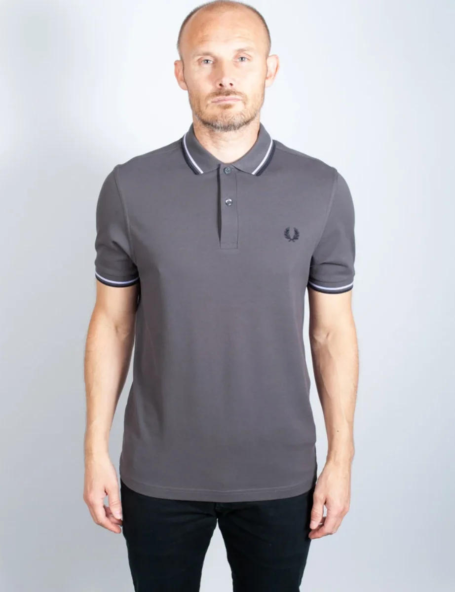 Fred Perry Twin Tipped Polo Shirt | Gunmetal/Lilac/Navy