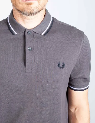 Fred Perry Twin Tipped Polo Shirt | Gunmetal/Lilac/Navy