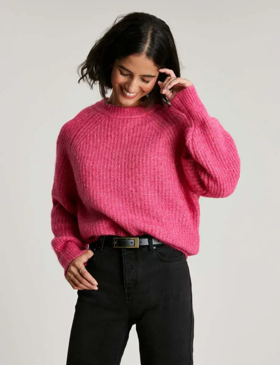 Joules Moira Fluffy Jumper | Bright Pink