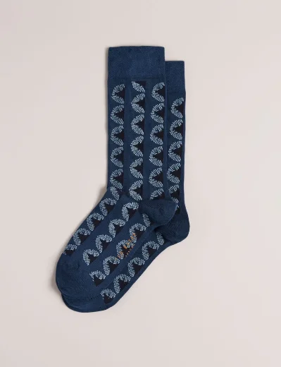 Ted Baker Nicegeo Printed Sock | Navy