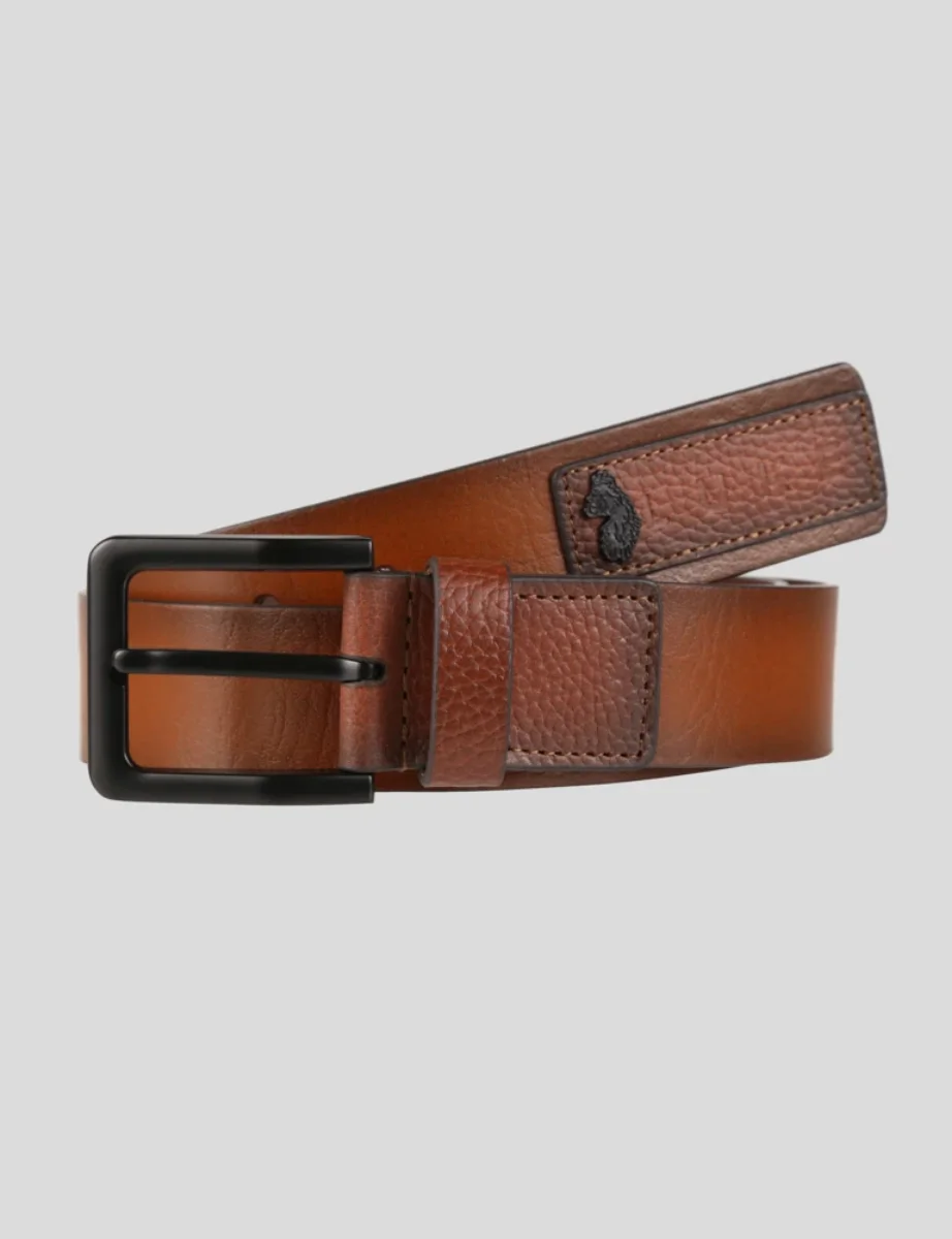 Luke Rutland Leather Patch Belt | Brown