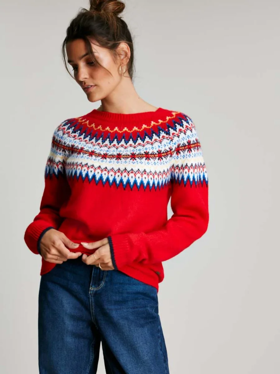 Joules Andrea Fair Isle Jumper | Red