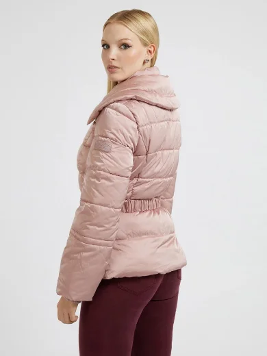 Guess Belted Glitzy Puffa Jacket | Pink