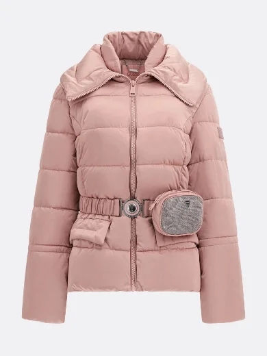 Guess Belted Glitzy Puffa Jacket | Pink