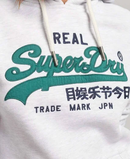 Superdry Vintage Label Heritage Hoody | Ice marl