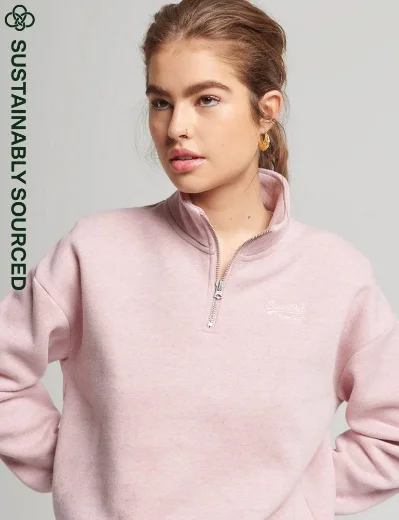 Superdry Vintage Label Henley Sweater | Pink Marl