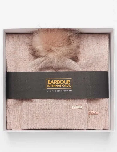 Barbour Intl Womens Hat & Scarf Sparkle Set | Pink