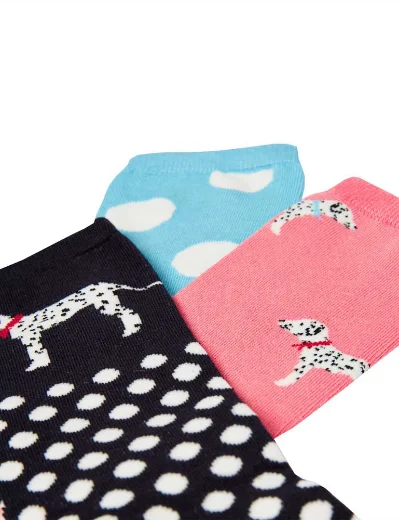 Joules Excellent Everyday 3 Pack Socks | Pink Dalmation