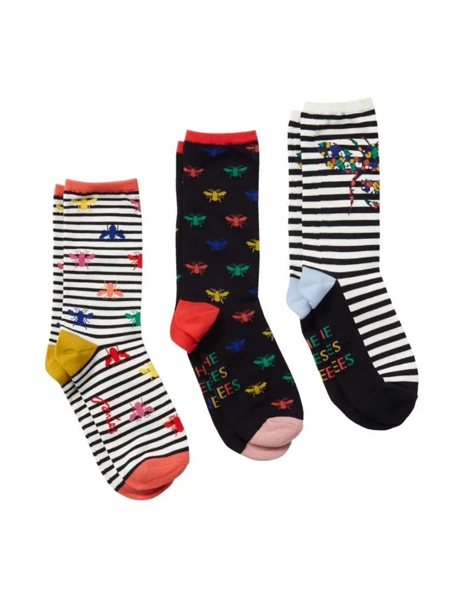 Joules Excellent Everyday 3 Pack Socks | Multi Bee