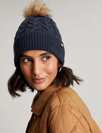 Joules Elena Cable Knit Hat | French Navy