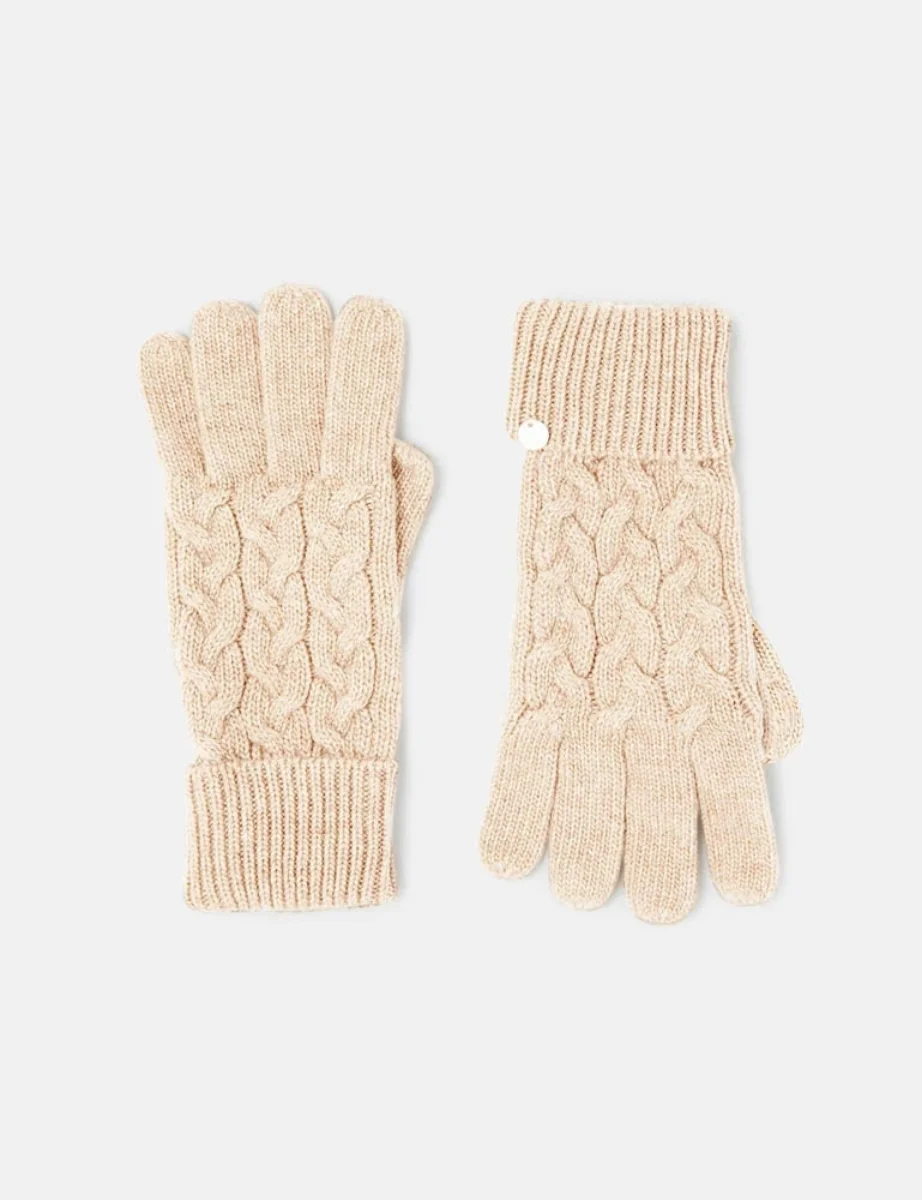 Joules Elena Cable Knit Gloves | Oat