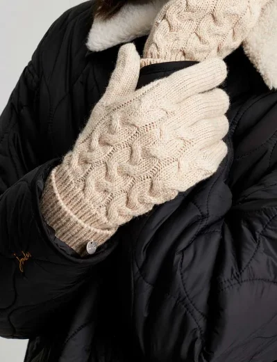 Joules Elena Cable Knit Gloves | Oat