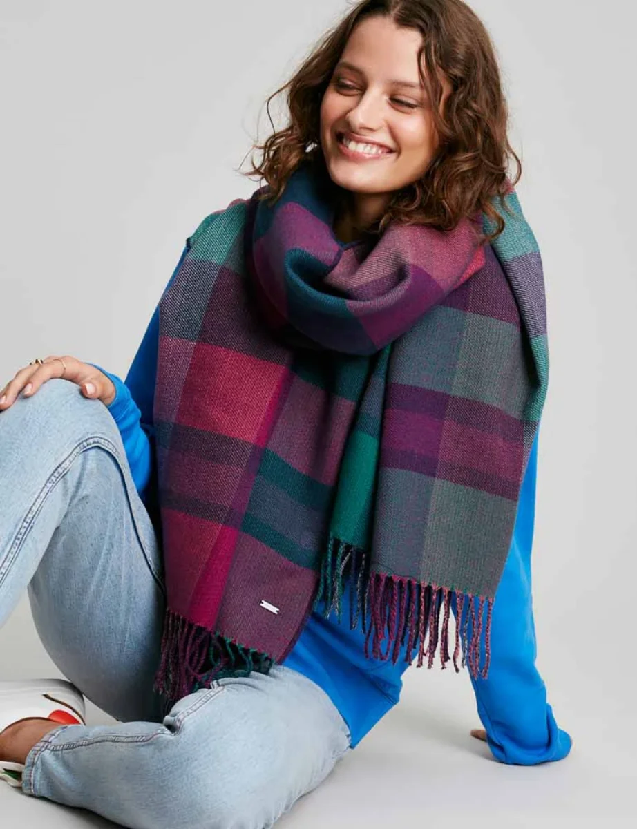 Joules Wetherby Scarf | Navy/Pink Check